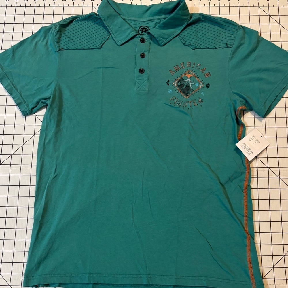 NWT American Fighter Men’s‎ Size Medium Teal Garder Polo Shirt